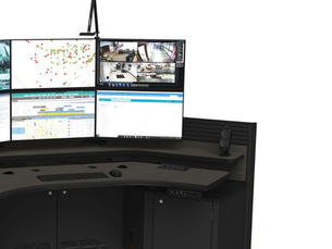 911 dispatch workstation with ergonomic layout