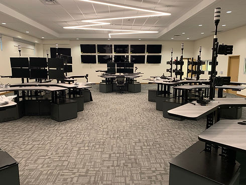 Ergonomic and heavy duty 911 dispatch control console - Sustema Inc control console manufacturer