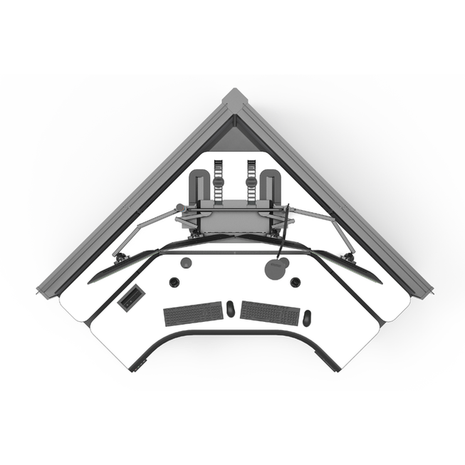 Top view of dispatch console with double worksurface, white