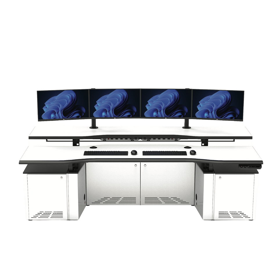 monitor arm layout single row in control console