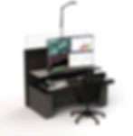 Modern 911 dispatcher workstations with height-adjustable surfaces