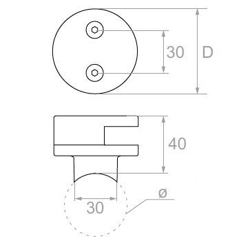 Миниатюра: Держатель стекла односторонний D-60мм, Стекло 8-12мм, 42.4, AISI304