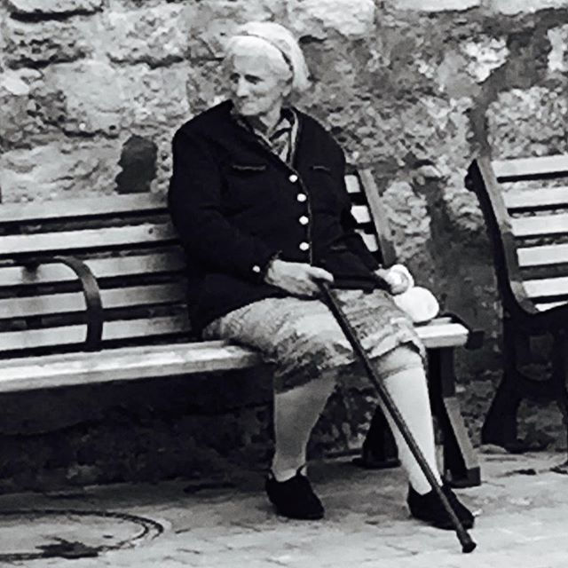 Woman with cane, Bergerac, France
