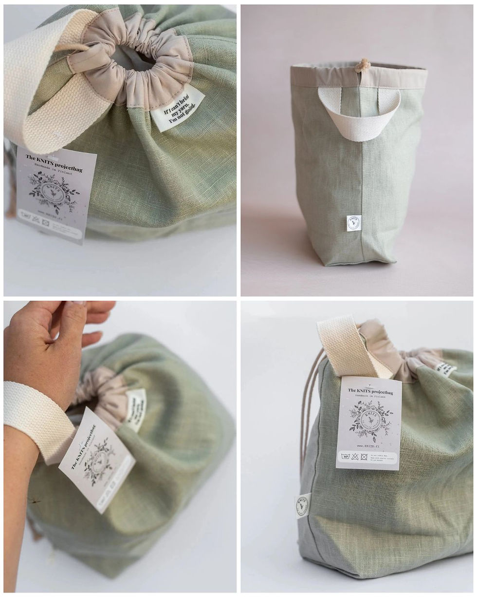 Miniaturbild: Gestreifte KNITS Projekttasche für Strick- und Häkelprojekte