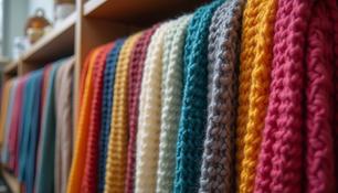 bunte gestrickte Schals