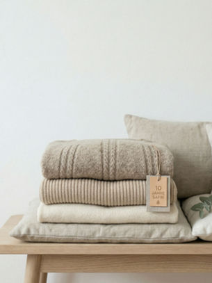 Detailaufnahme eines überarbeiteten Strickdesigns mit modernem, klarem Ausdruck