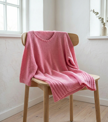 LIV Sweater Vorderteil mit versetztem Rippenmuster im handgestrickten Pullover