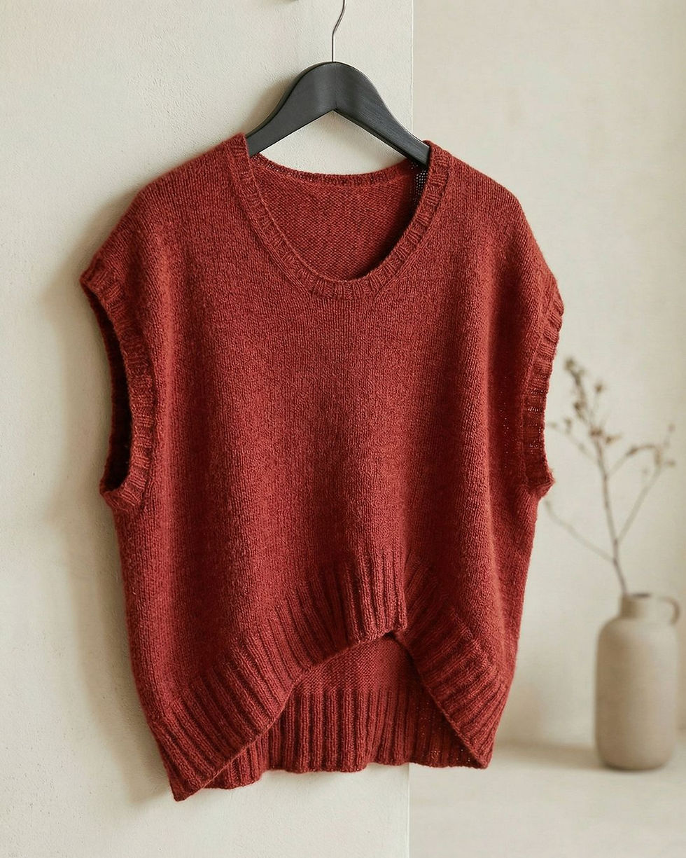 ELVA Slipover aus Sandnes Cashmere in Henna, feiner kaschmirweicher Slipover mit klarer moderner Silhouette.