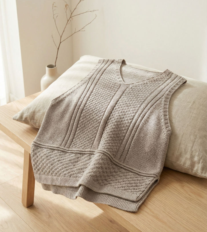 Moderner gestrickter Pullunder Tinka mit Biesen und Musterdetails