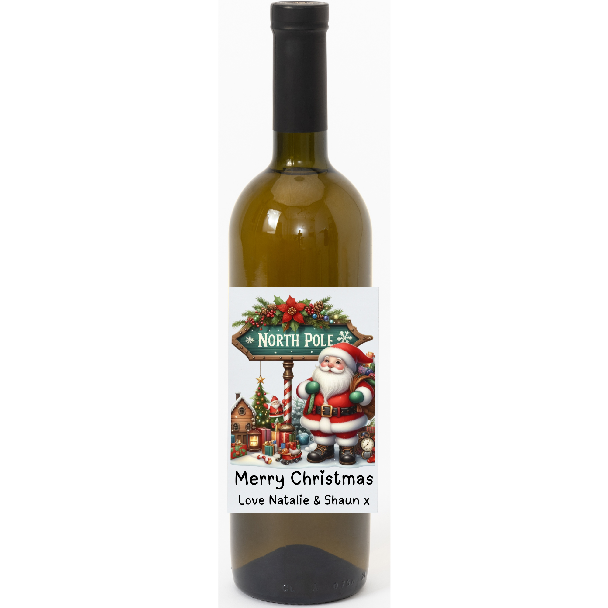 UVDTF-North Pole wine bottle label