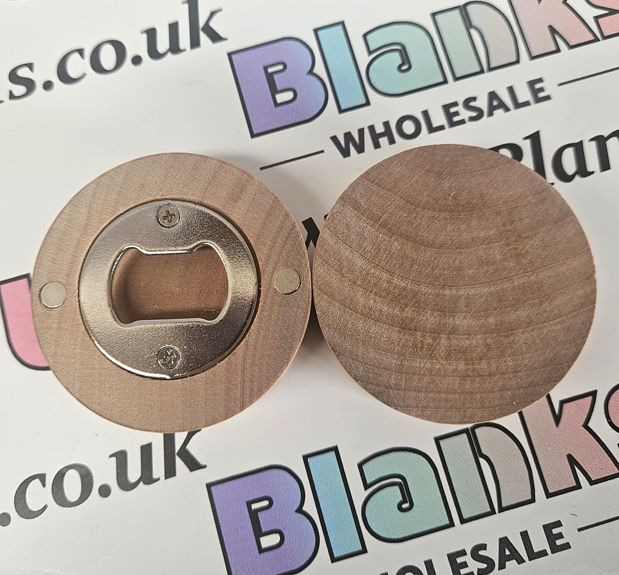 Round wooden bottle opener 