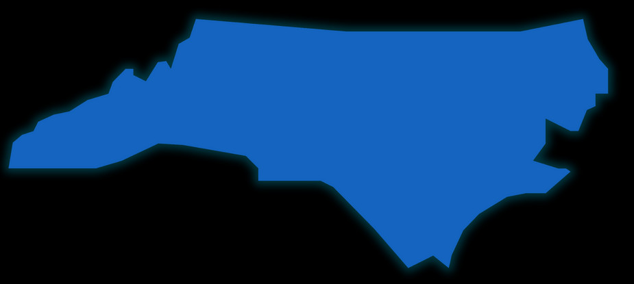Solid blue North Carolina map