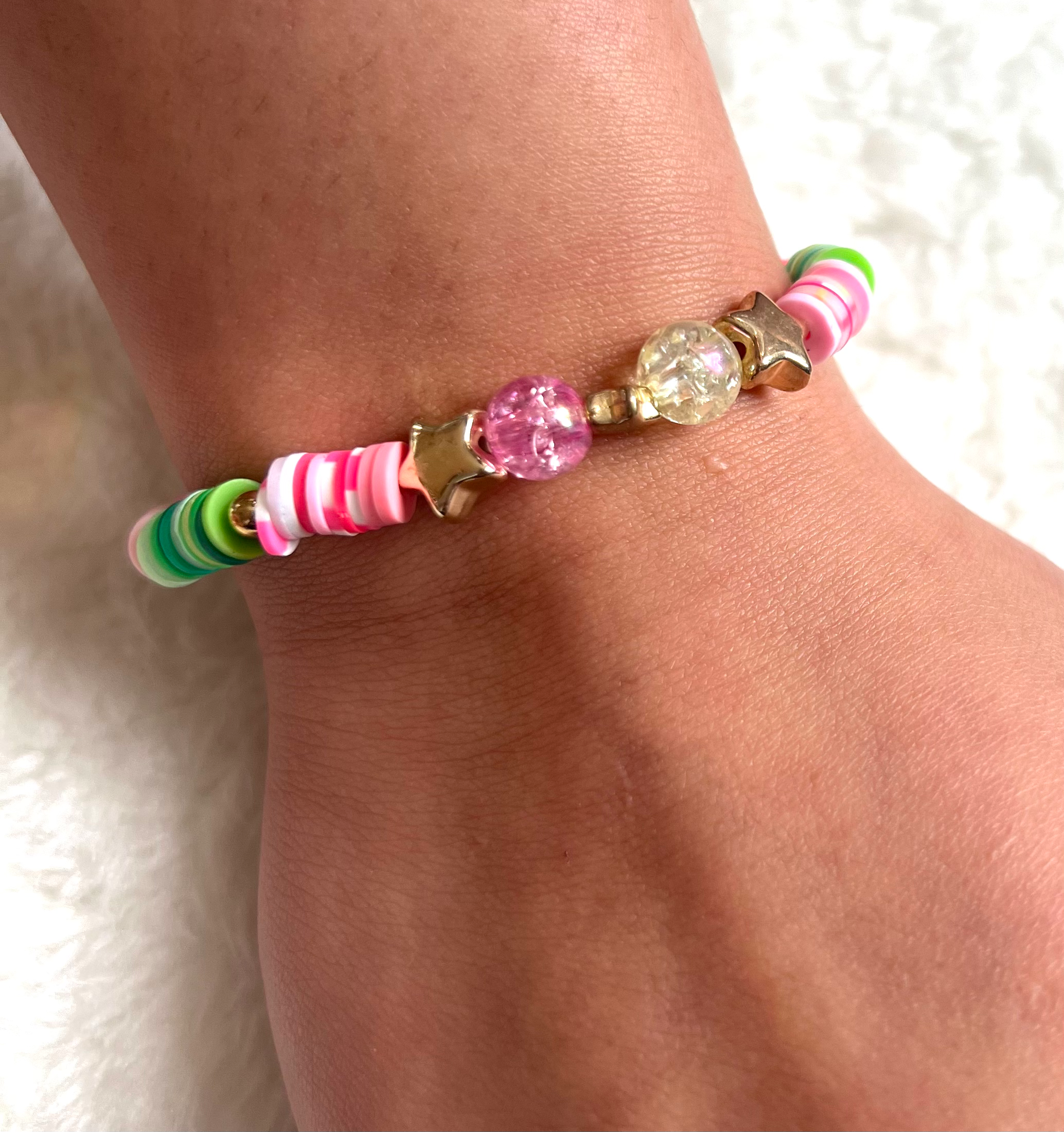 Green and Pink crystal star bracelet