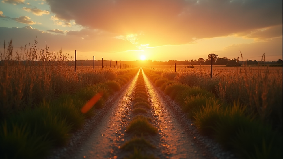 Vue de face d’un chemin de campagne lumineux symbolisant un nouveau départ