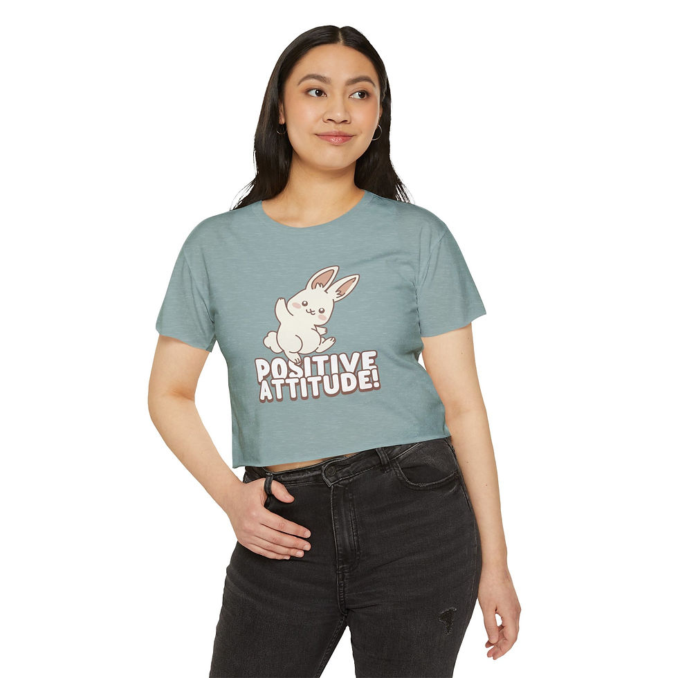 Thumbnail: Positive Attitude Crop Top — Cute Bunny Festival Women's Tee