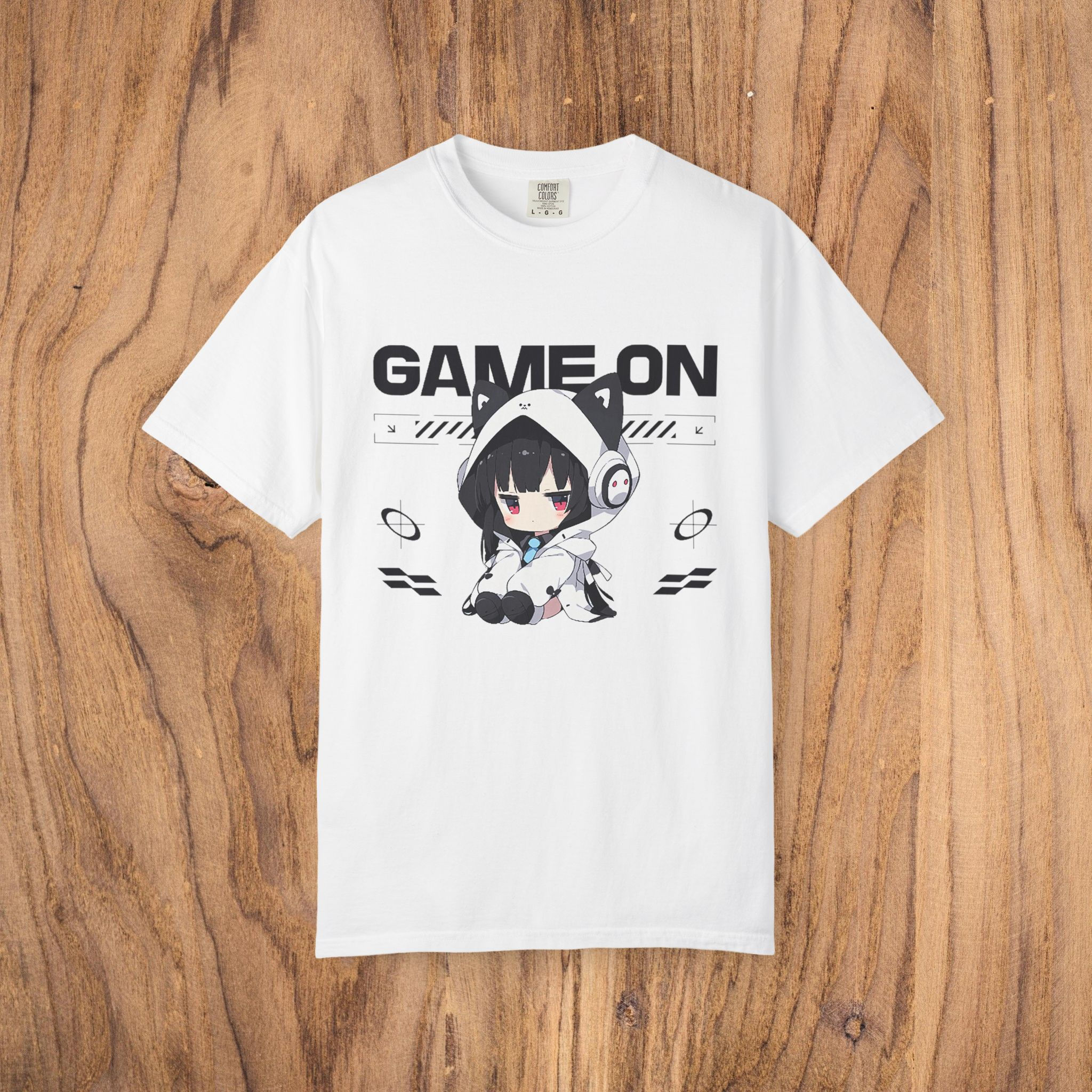 Cute Anime Girl Cotton T-Shirt – Unisex 'Game On' Design for Gamers & Anime Fans
