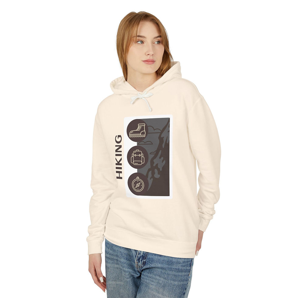 Thumbnail: Hiking Graphic Hoodie — Outdoor Adventure Pullover with Trail Icons