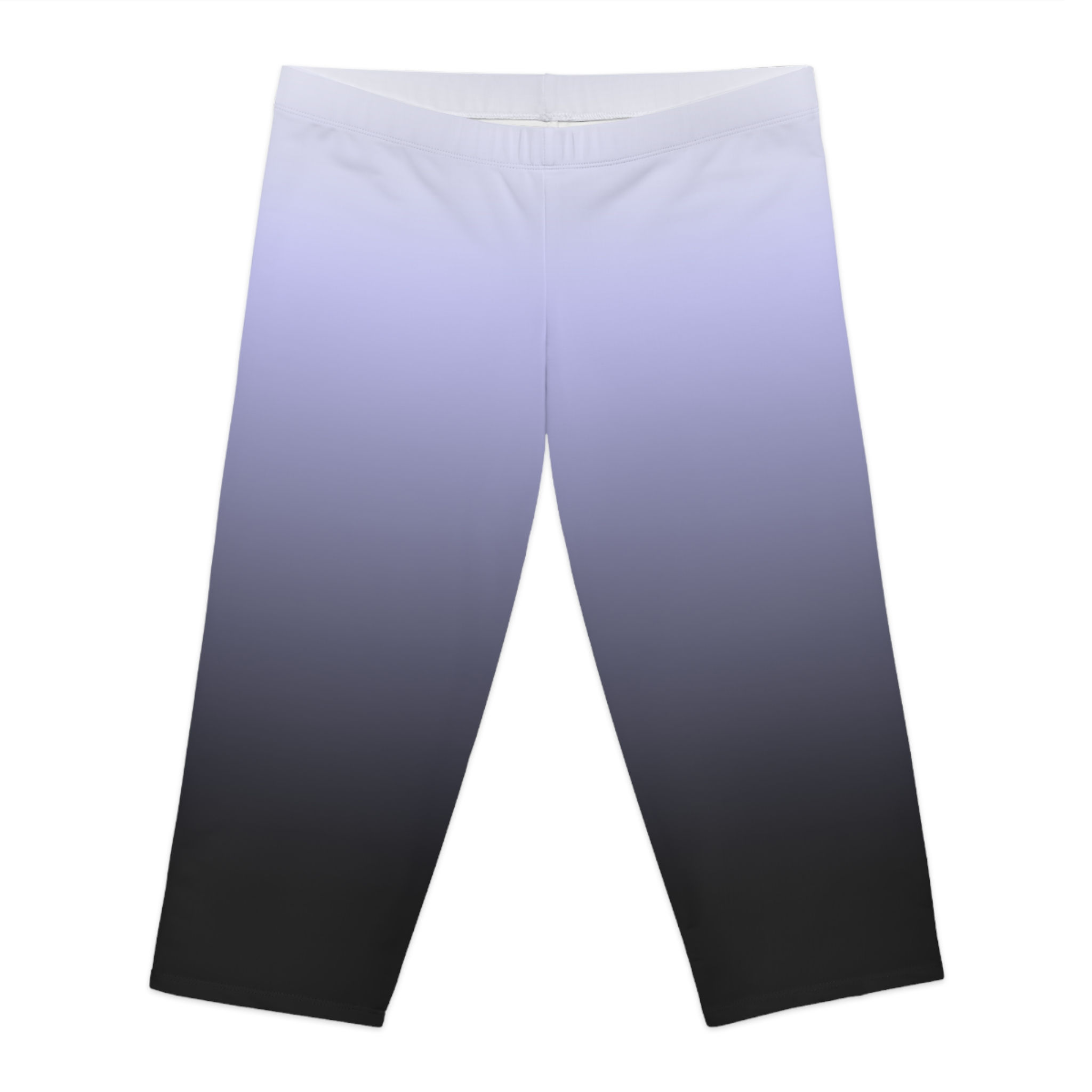 Capri Leggings: White to Purple to Black Gradient Color