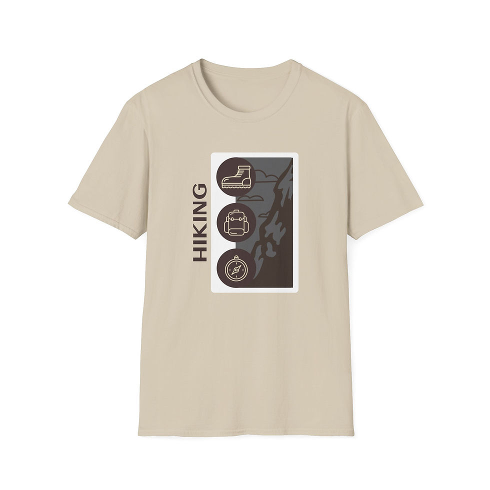 Thumbnail: Hiking Icons Graphic T-Shirt — Outdoor Trail Badge Tee