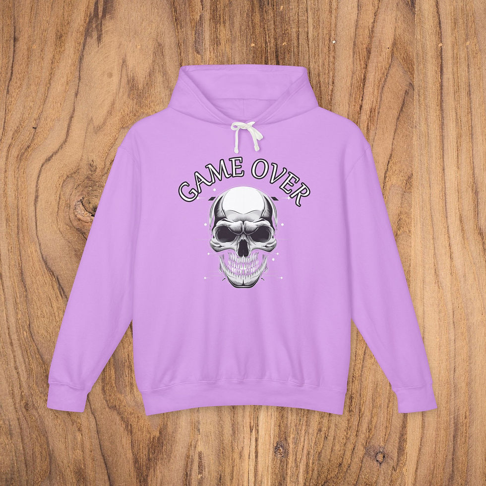Thumbnail: Game Over Skull Lightweight Unisex Hoodie – Gamer Sweatshirt & Edgy Streetwear