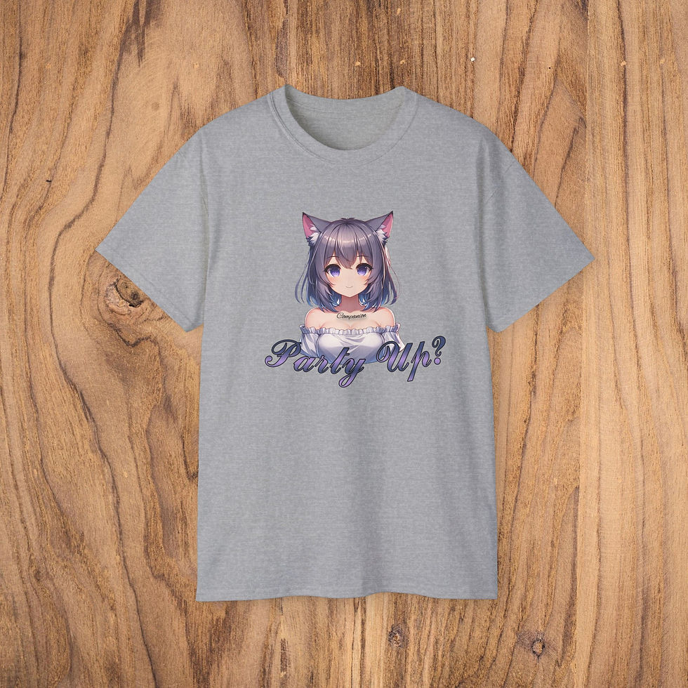 Thumbnail: Party Up? Anime Girl T-Shirt – Unisex Cotton Tee for Gamers & Anime Fans