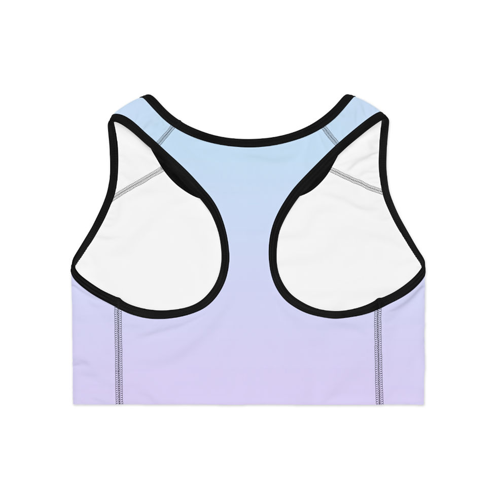 Thumbnail: Pastel Ombre Sports Bra — Lavender to Sky Blue Athletic Crop
