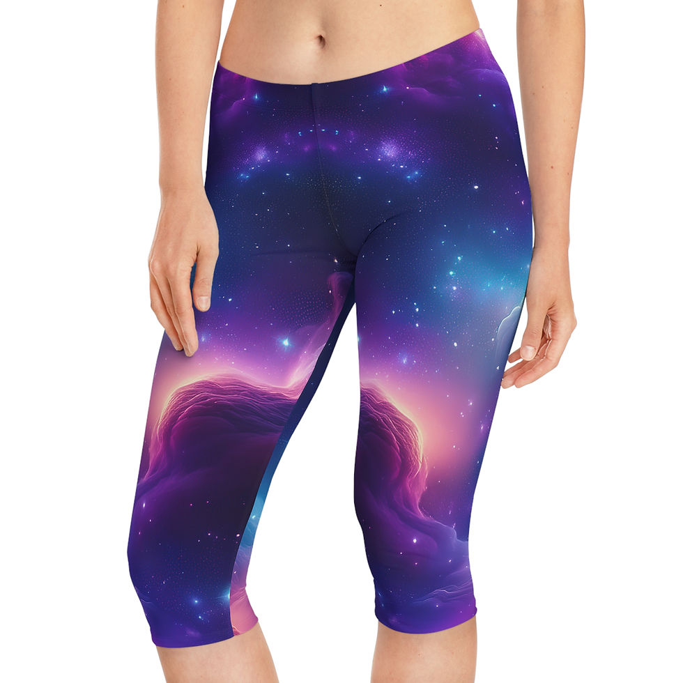 Thumbnail: Galaxy Nebula Capri Leggings — Women's Space Print AOP