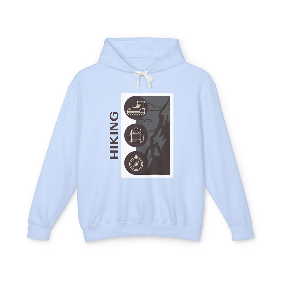 Thumbnail: Hiking Graphic Hoodie — Outdoor Adventure Pullover with Trail Icons