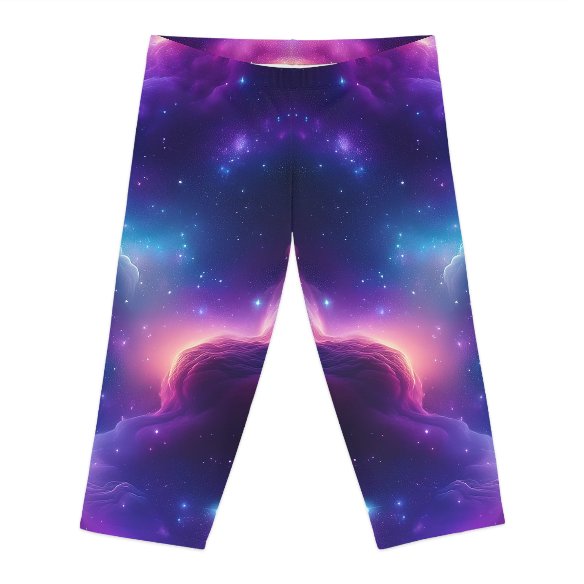 Galaxy Nebula Capri Leggings — Women's Space Print AOP