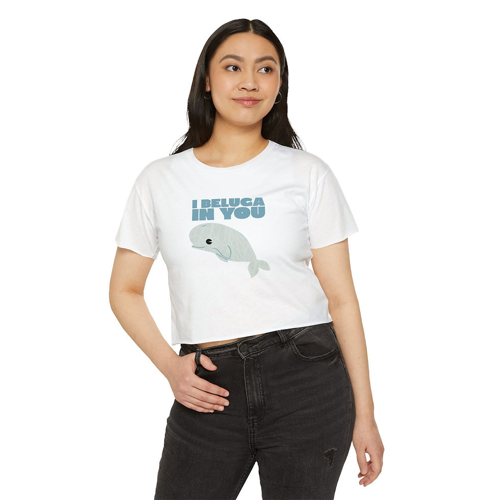 Thumbnail: Beluga I Believe In You Crop Top — Cute Whale Motivational Festival Tee