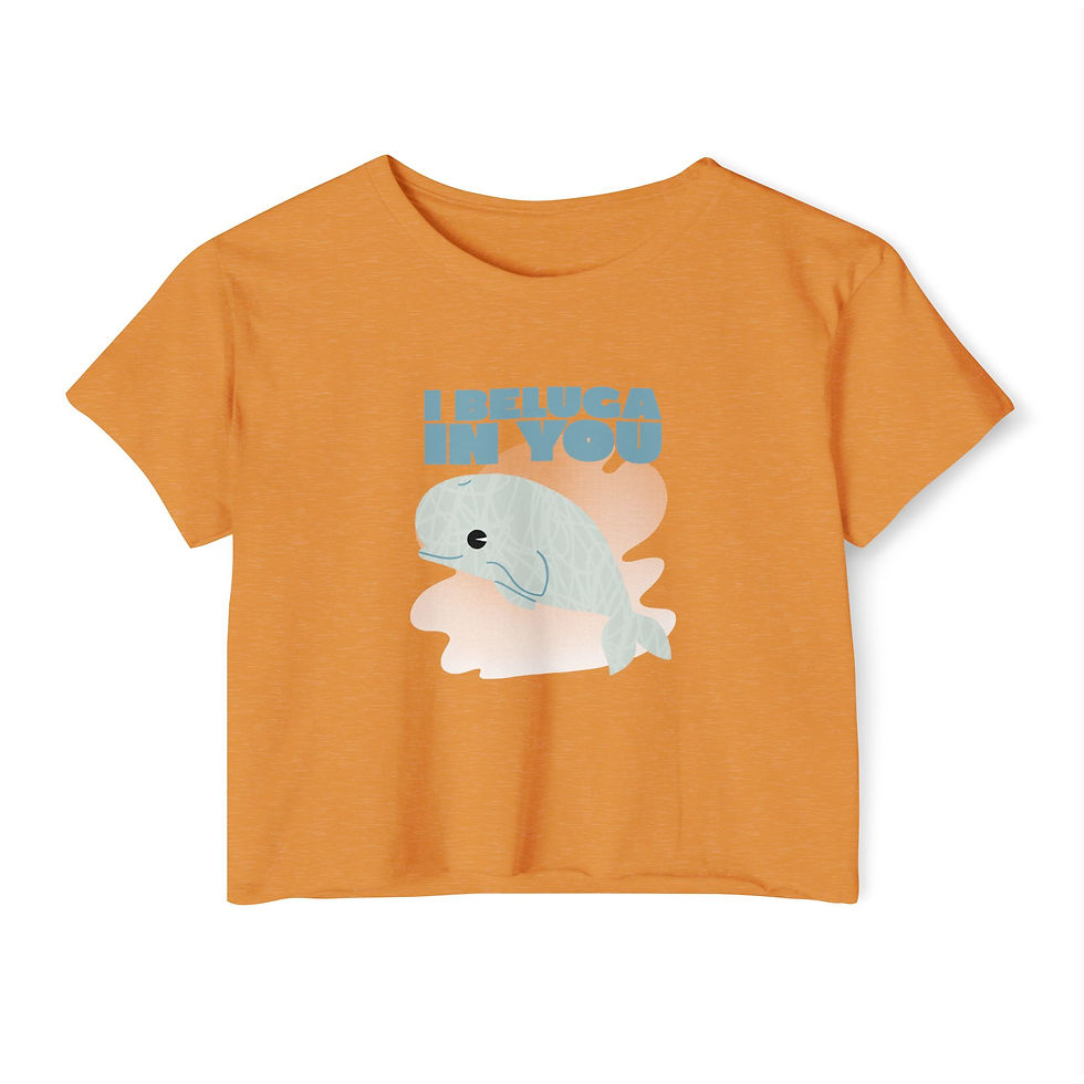 Thumbnail: Beluga I Believe In You Crop Top — Cute Whale Motivational Festival Tee
