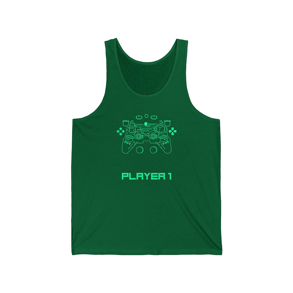 Thumbnail: Player 1 Retro Arcade Tank Top — Gamer Graphic Jersey Tank