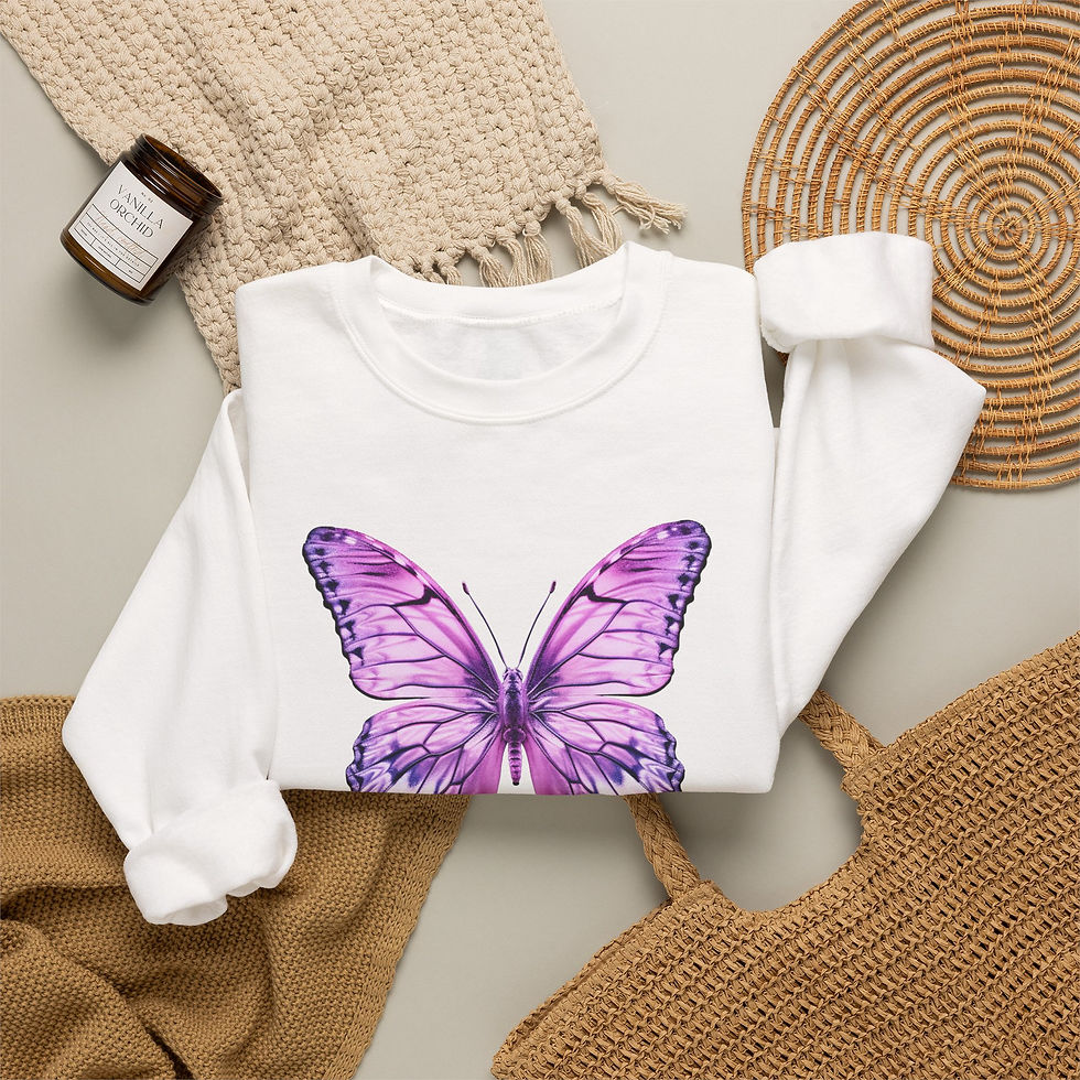 Thumbnail: Butterfly Crewneck Sweatshirt — Purple Butterfly "Sweetest & Strongest" Graphic
