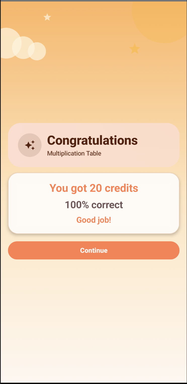 ChallengeTime child app showing a completed challenge and screen-time reward