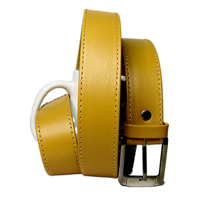 Men Genuine Leather Casual Beige Textured Belt