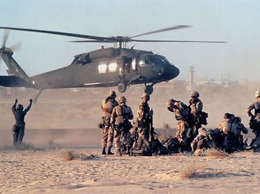 Soldiers and Helicopter