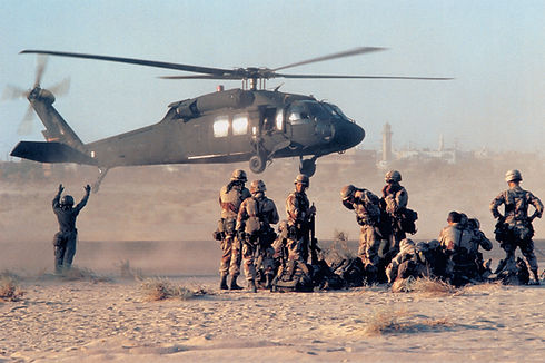 Soldiers and Helicopter