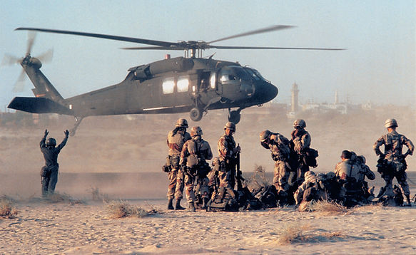 Soldiers and Helicopter