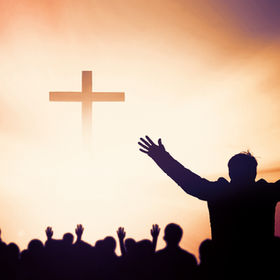 Praise and worship concept_Silhouette of