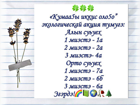 Итоги экологической акции "Кумаа5ы иккис оло5о"