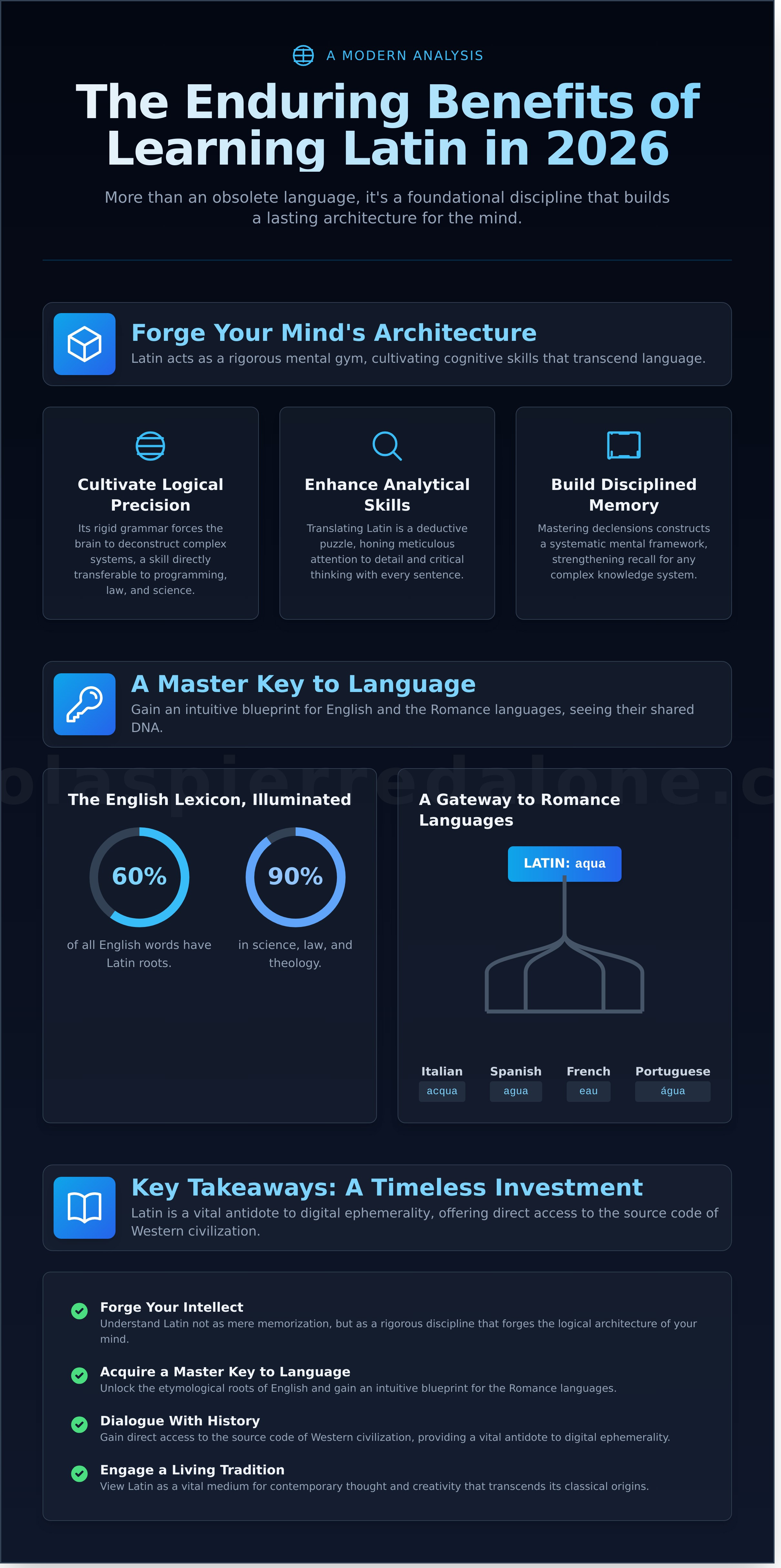 Benefits of learning latin 2026 infographic - visual guide