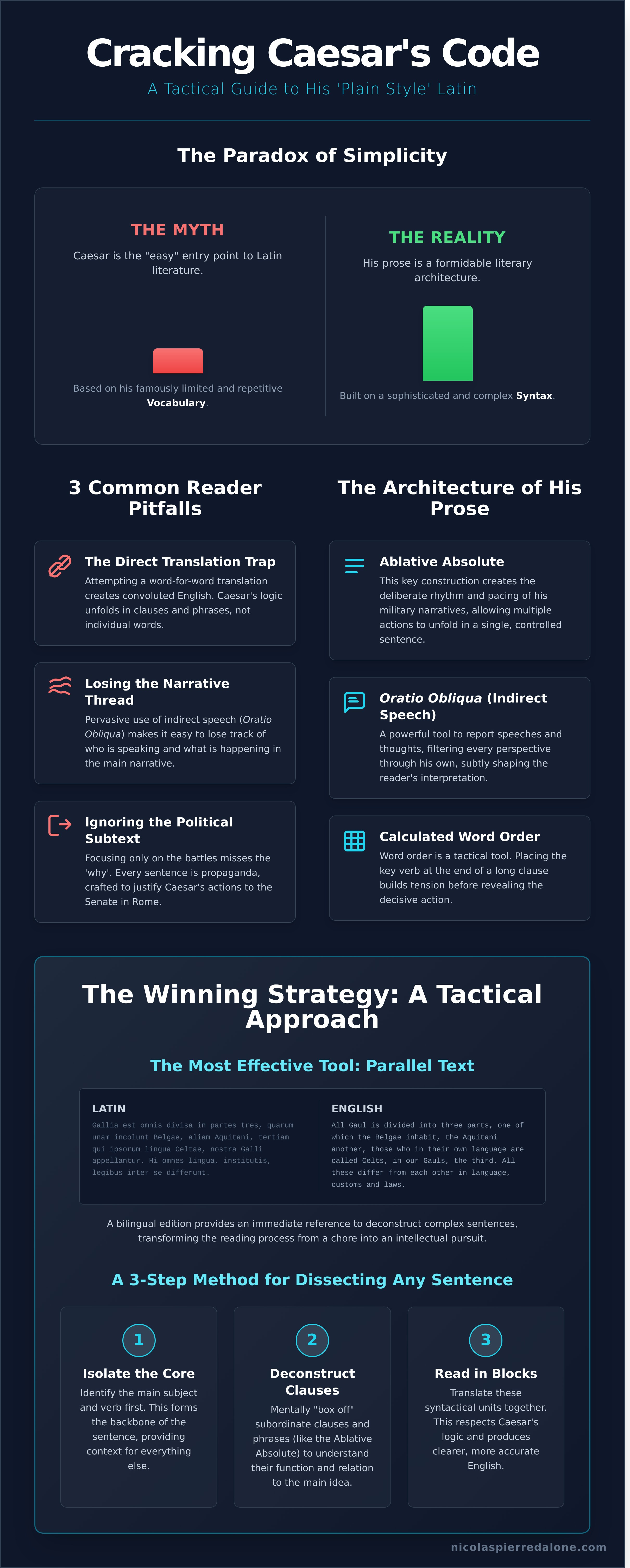 Reading caesar in latin infographic - visual guide