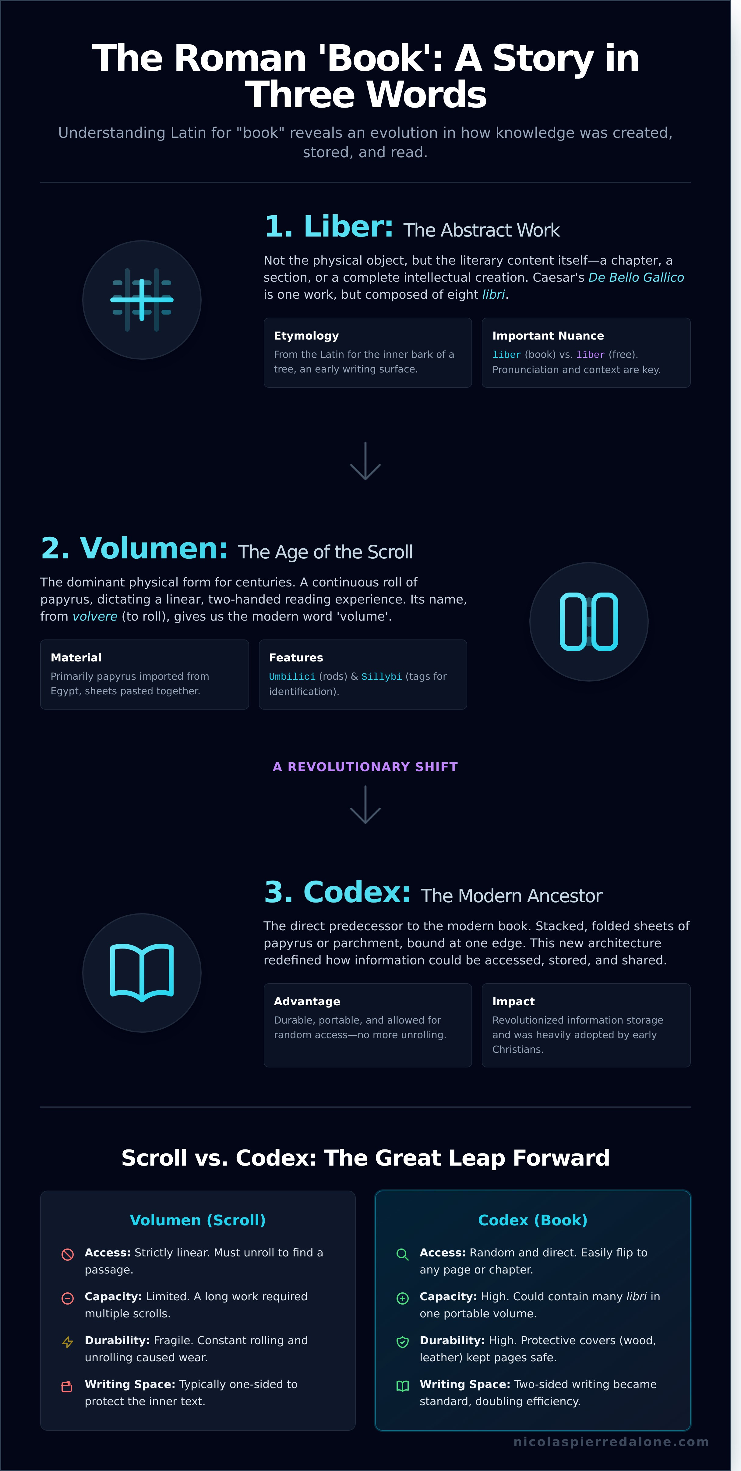 Book in latin infographic - visual guide