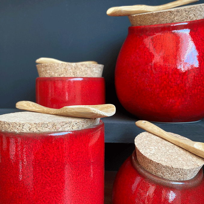 Miniature : pot droit en grès rouge + 500g gros sel