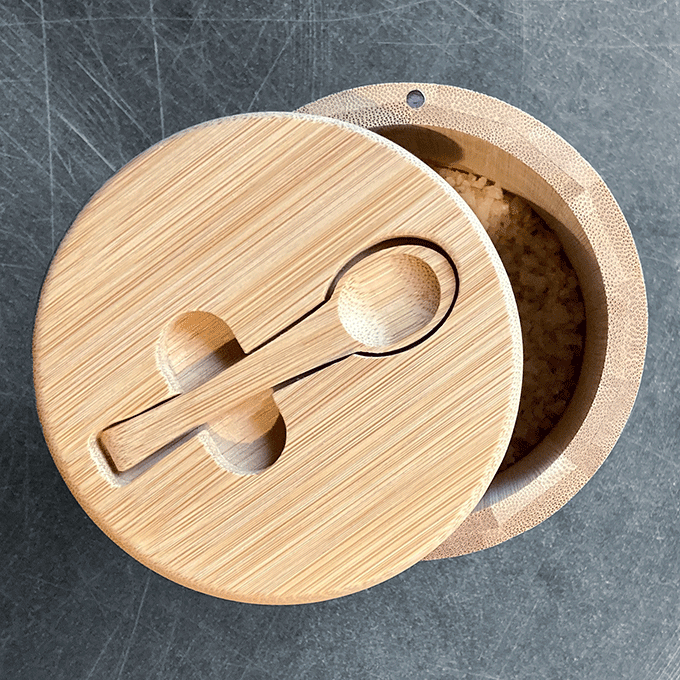 Miniature : pot bambou avec cuillère aimantée + 500g gros sel