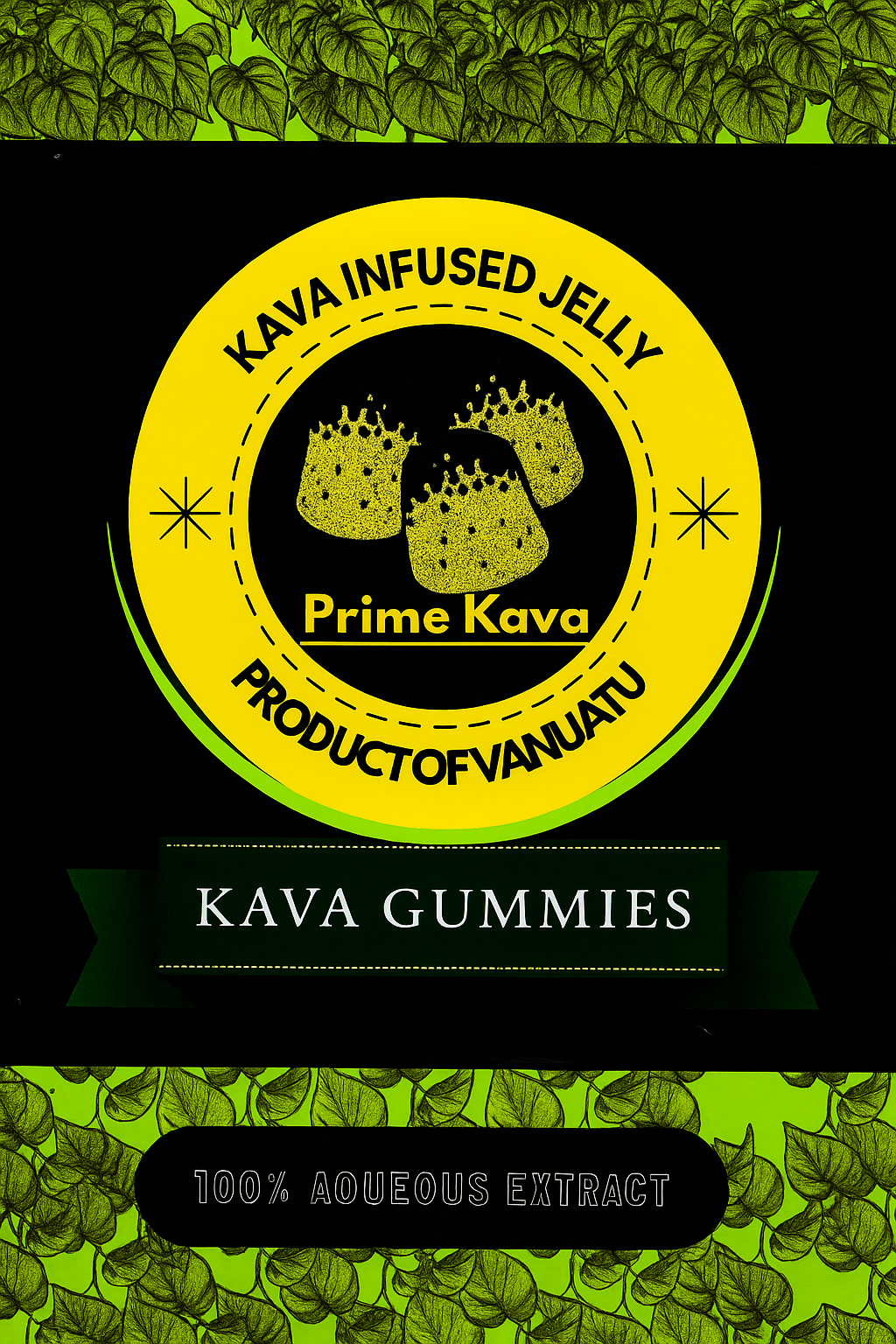 Vanuatu Fresh-Root Kava Gummies in minimalist packaging.