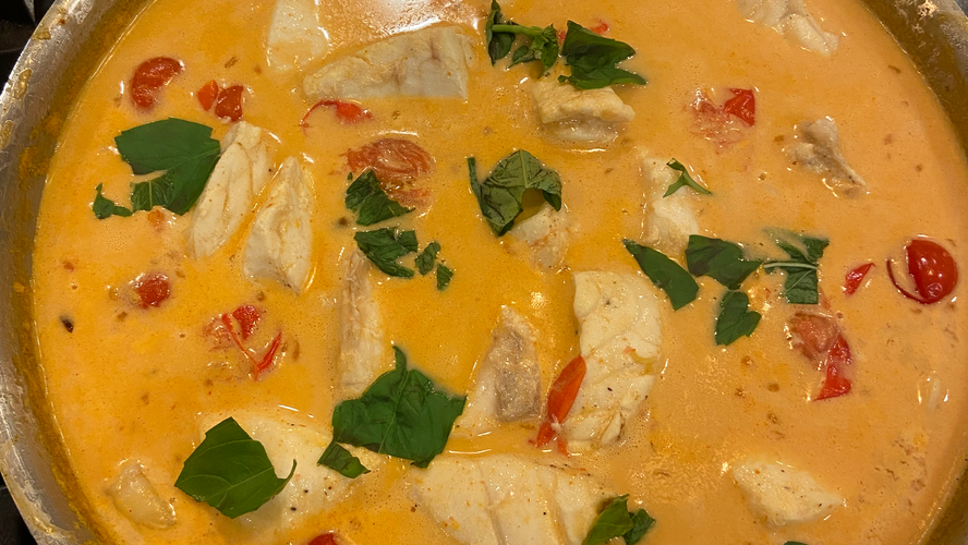 Red curry halibut