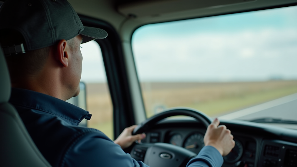 Close-up view of a commercial vehicle driver training session with instructor