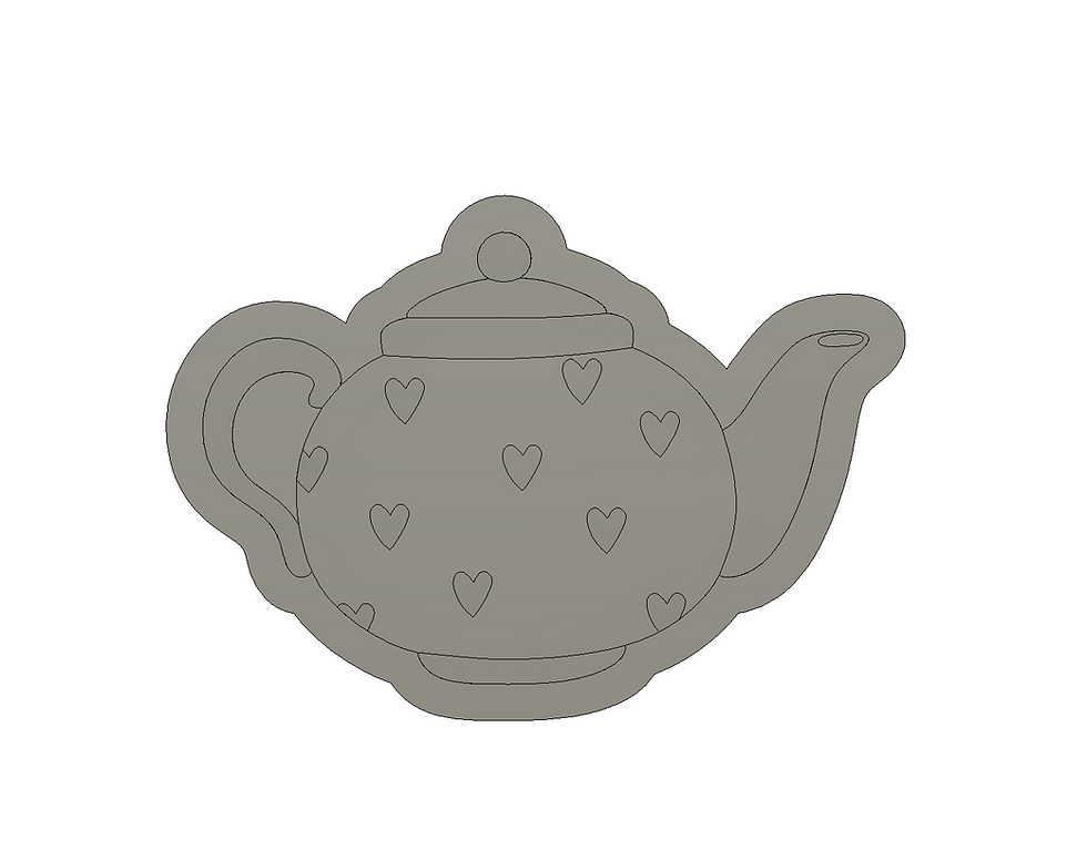 Tea pot with hearts debosser with matching cutter