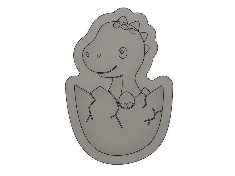 Baby T-rex in egg debosser with matching cutter